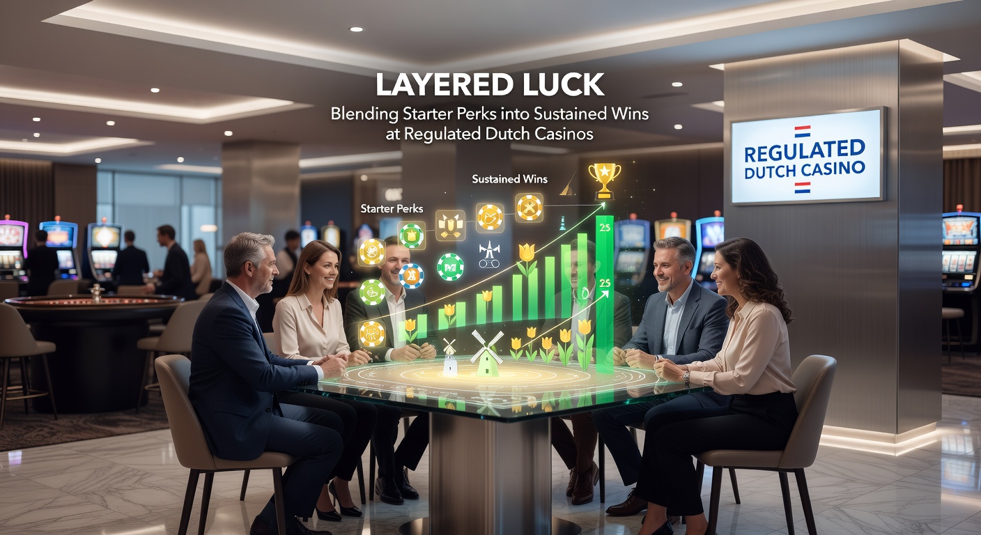 Speler die starterbonus activeert en doorstroomt naar VIP-niveaus in een Nederlands online casino, met symbolen van munten en progressieve ladders