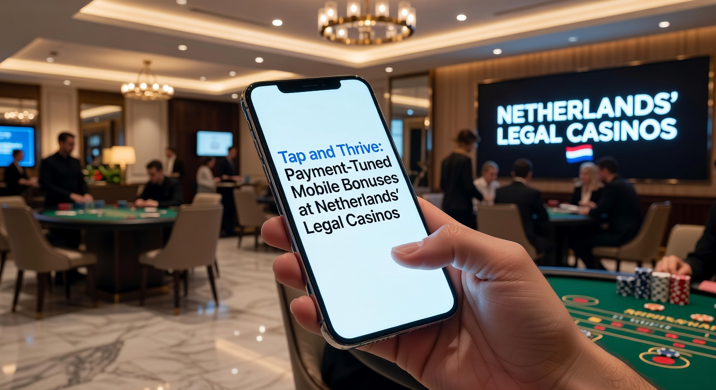 Mobiele telefoon met casino-app en betaalopties op scherm, symboliserend snelle tap-to-pay bonussen bij Nederlandse legale platforms