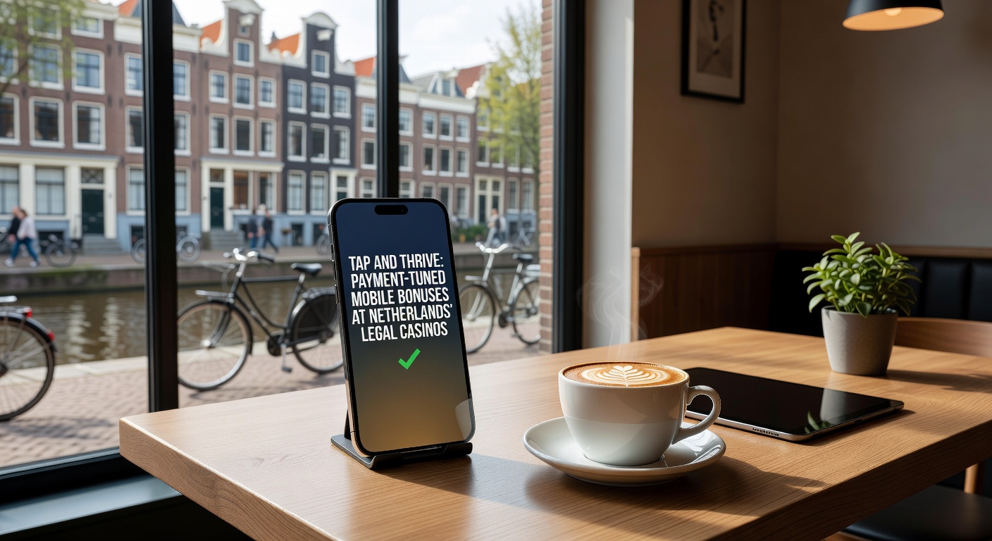 Schermafbeelding van een casino-app met geactiveerde tap-bonus na iDEAL-betaling, inclusief free spins en bonusbedrag